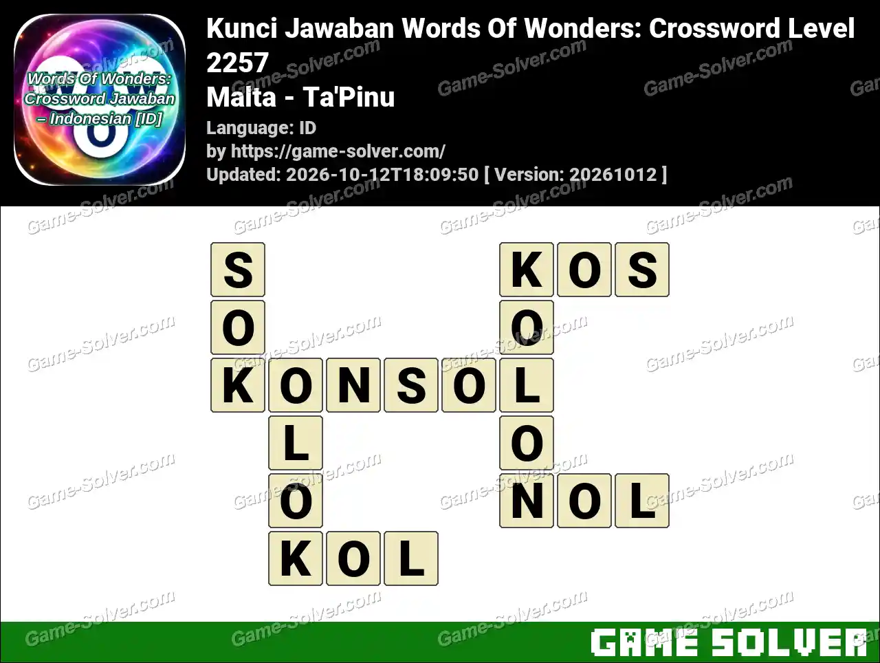 Kunci Jawaban Words Of Wonders: Crossword Level 2257 – Malta – Ta’Pinu